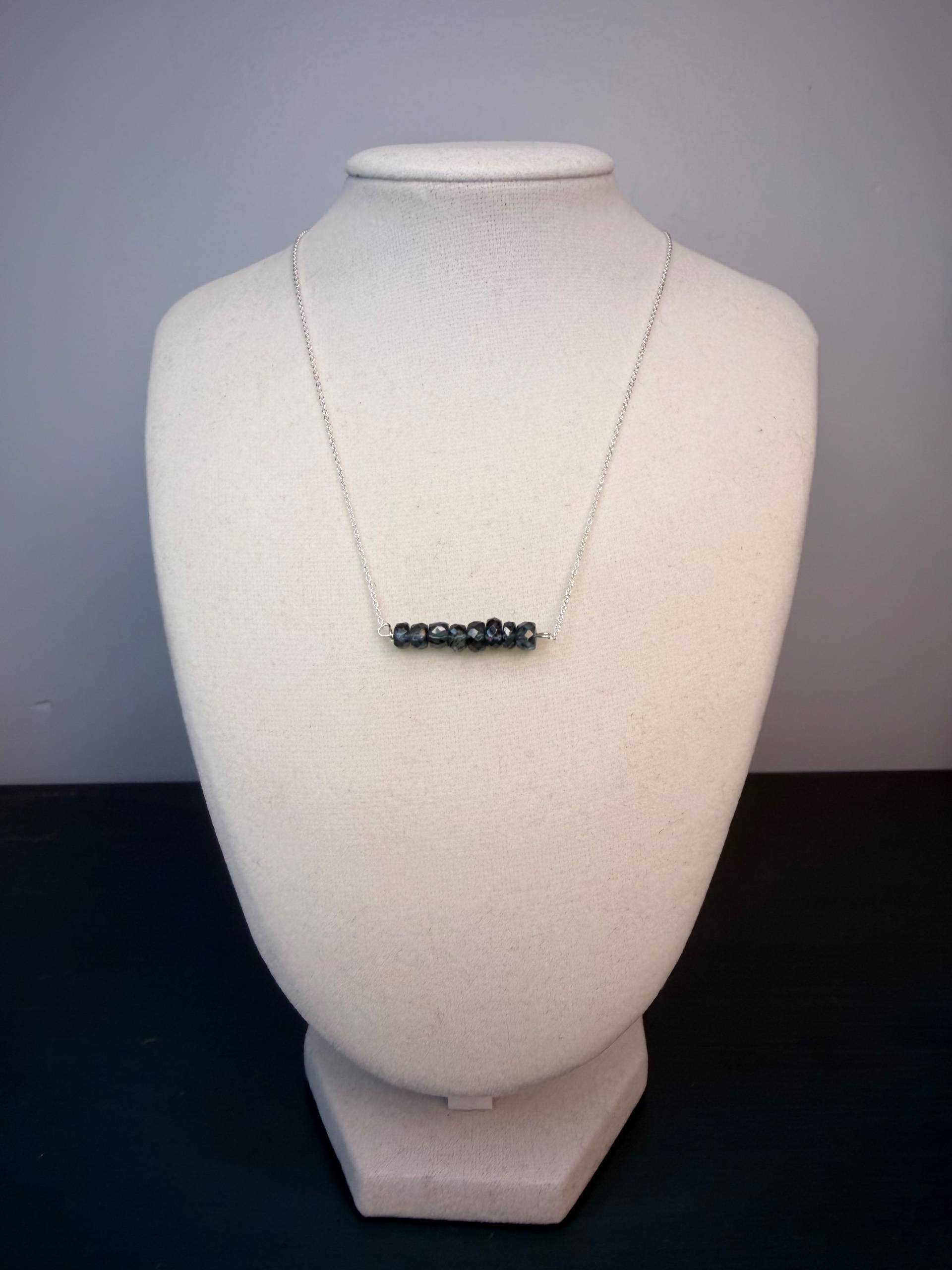 925 Sterling Silver Kyanite Gemstone Bar Necklace  - thumbnail 2 of 2
