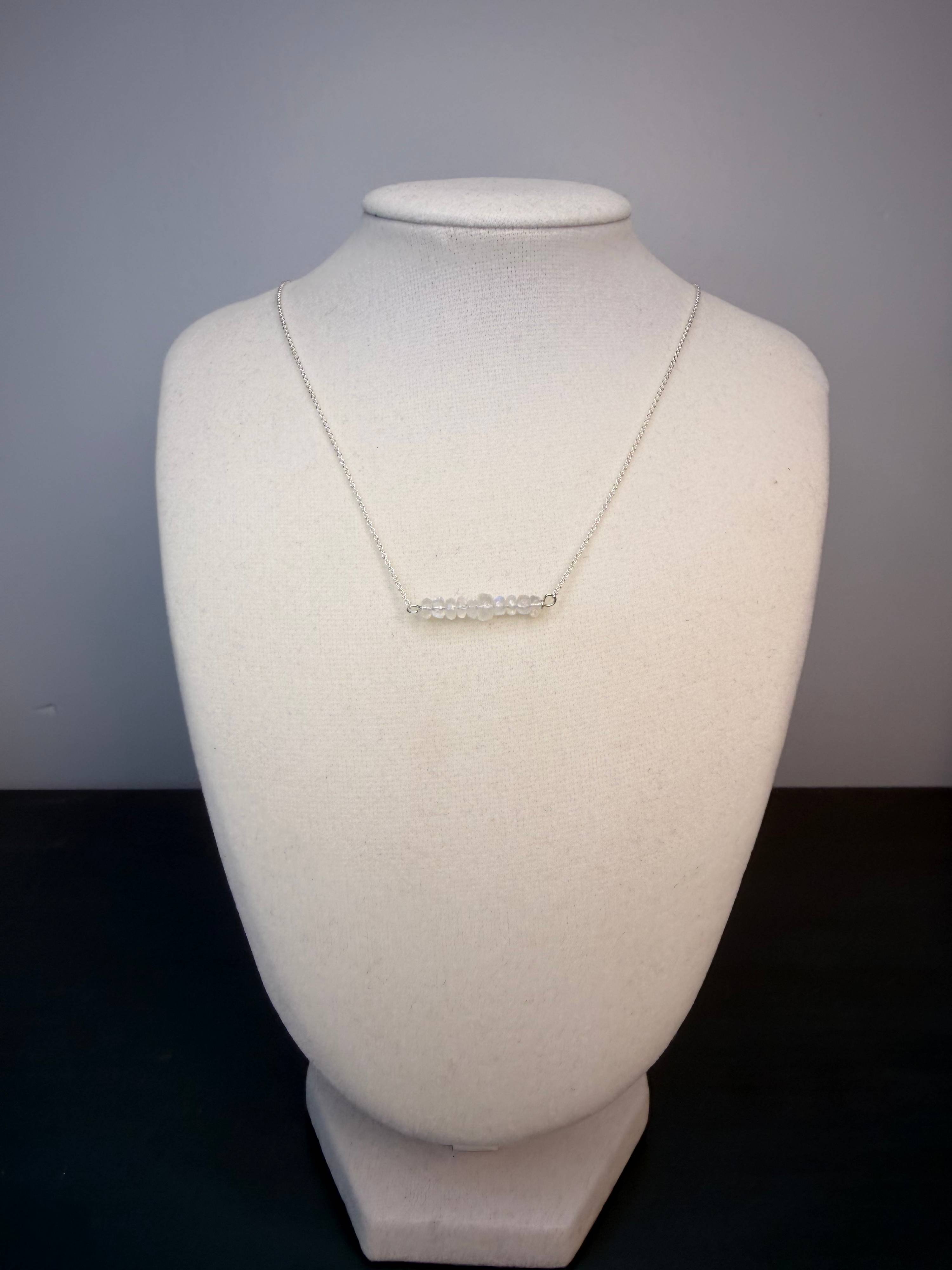 925 Sterling Silver Moonstone Gemstone Bar Necklace  - thumbnail 2 of 2
