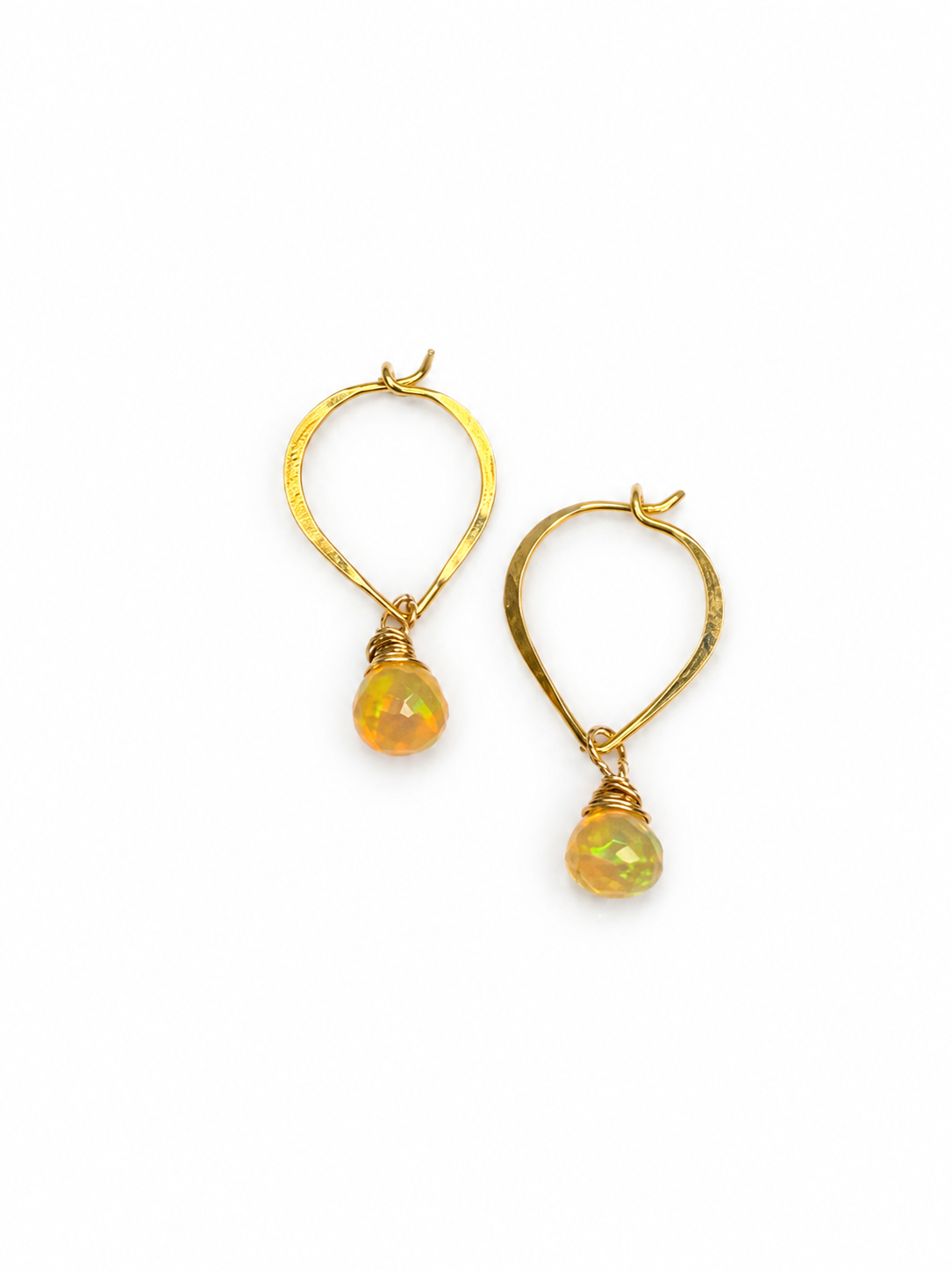 24k Gold Over 925 Sterling Silver Ethiopian Opal Lotus Hoop Earrings - photo 1 of 1