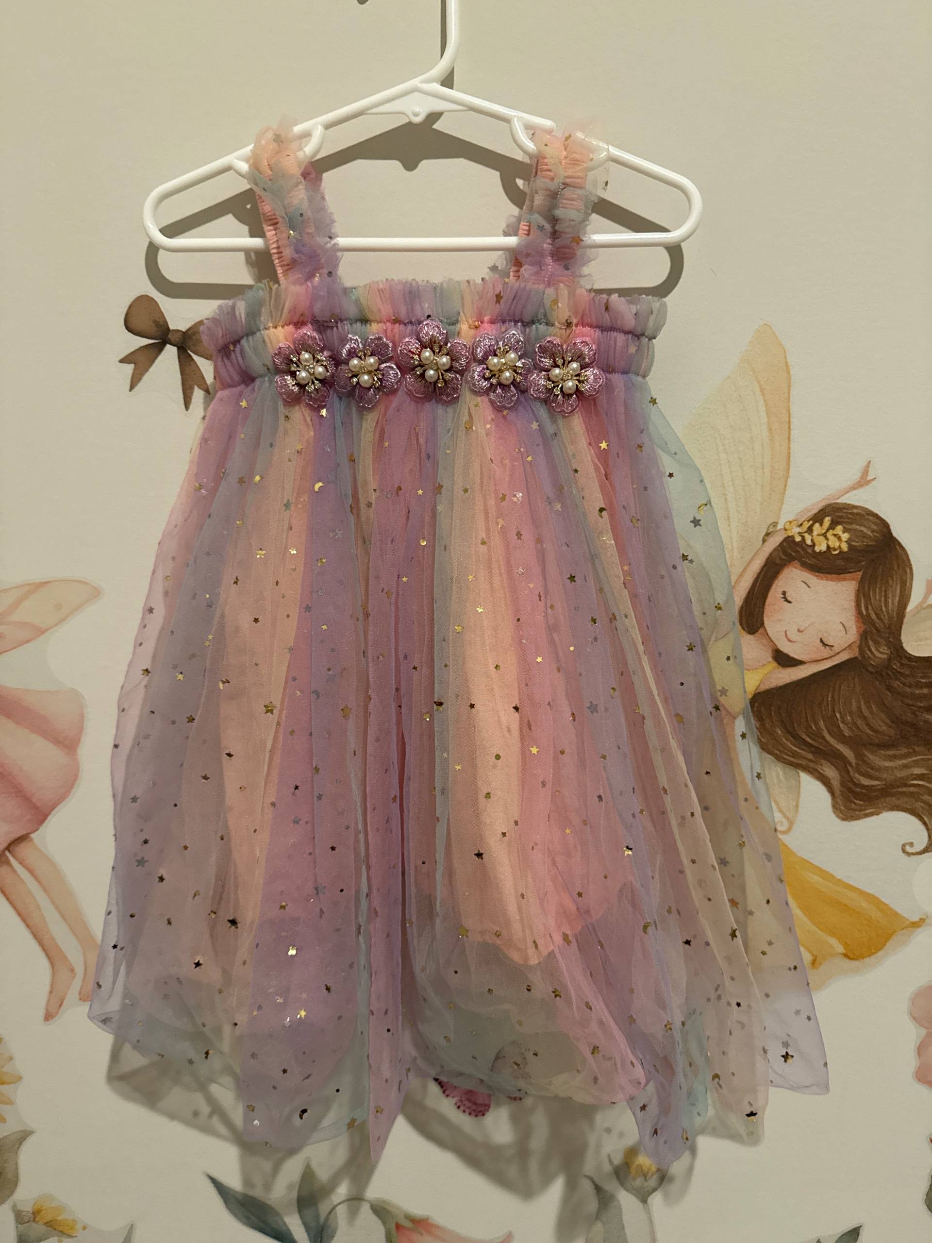 ✨ Enchanted Rainbow Fairy Tulle Dress for Little Girls | Sparkly Floral Party Dress-size 24 months - thumbnail 2 of 3