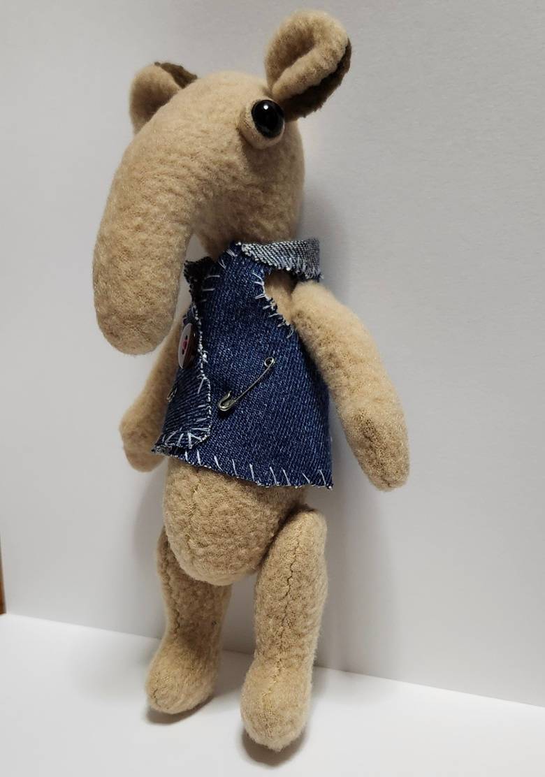 Long Nose Creature Plush with Cool Denim Vest - thumbnail 3 of 5
