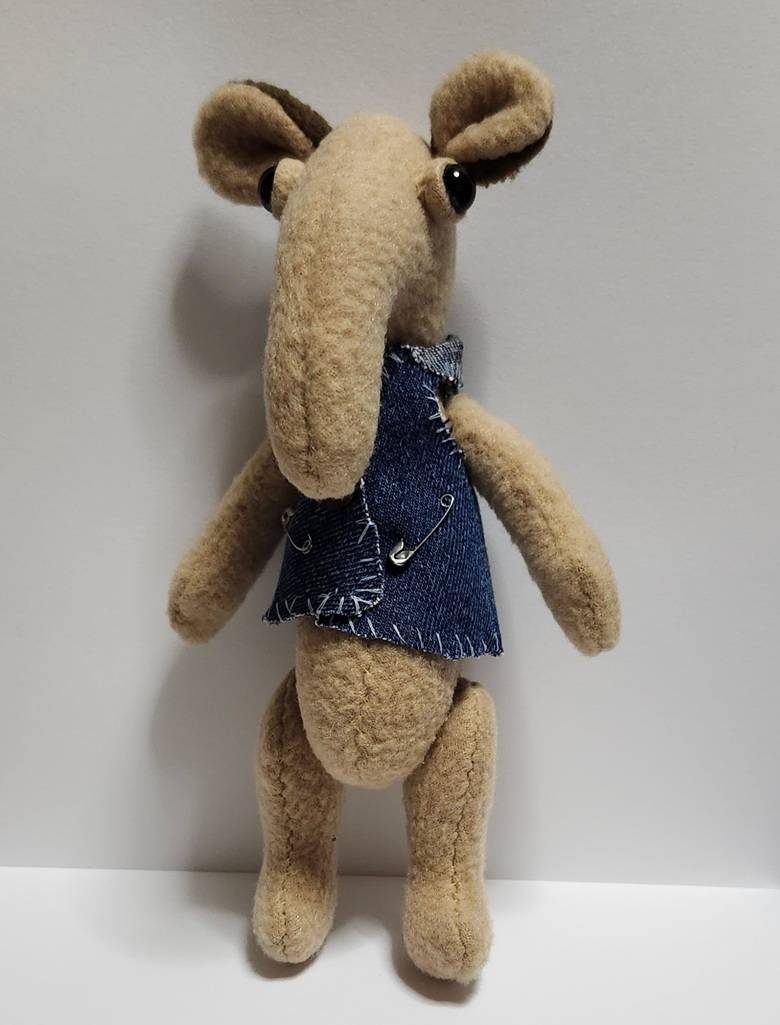 Long Nose Creature Plush with Cool Denim Vest - thumbnail 4 of 5